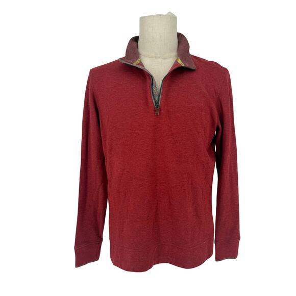 Robert Graham Quarter Zip Long Sleeve Sweatshirt Shirt Red Heather Melange M